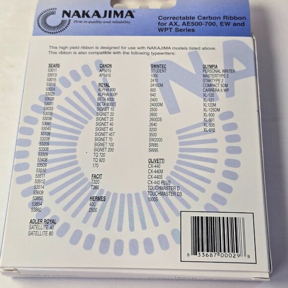 5 packs Nakajima AE-500 AE700 Correctable Carbon Ribbons Typewriter Ink NOS - Picture 7 of 7